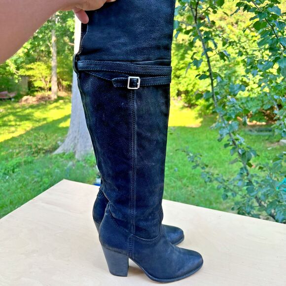 Vince Camuto Women Black Suede OTK High Madolee Boots Size 7 B - Euro 37 - Picture 1 of 12